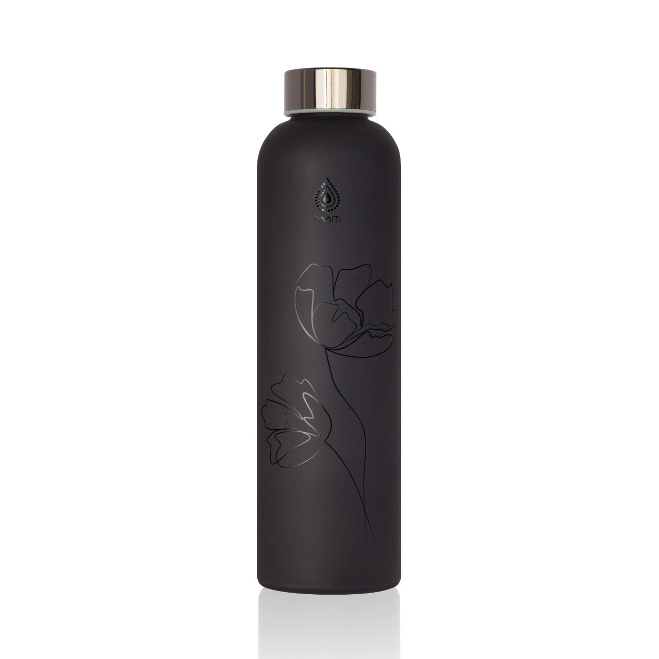 Kaaiti Black Poppy Glass Water Bottle - 750 ml